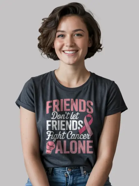 Powerful Breast Cancer Team Shirt – Friends Fight Together Tee - Image 5