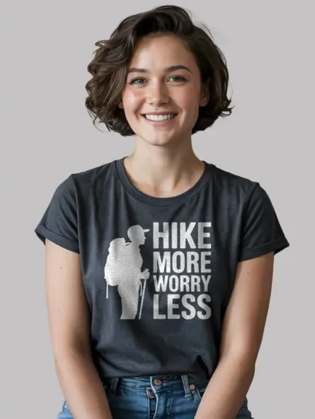 Hike More Worry Less T-Shirt for Outdoor Adventure Lovers - Image 6
