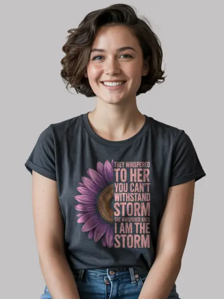 Empowerment "I Am the Storm Shirt" with Purple Sunflower Design - Image 5
