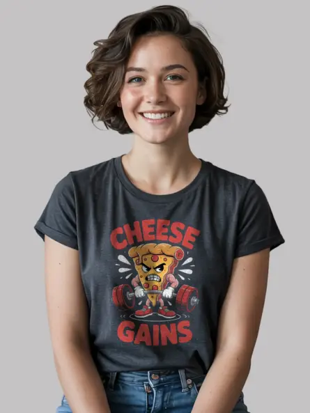 Cheese Gains Pizza Gym Shirt – Funny Workout Tee for Foodie Lifters - Image 6
