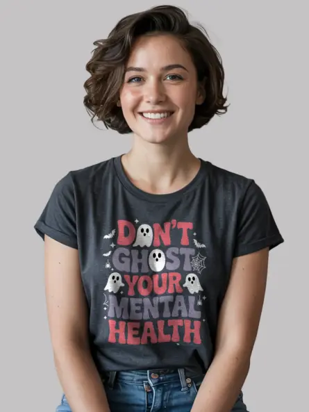 Retro Halloween Mental Health Shirt – Don’t Ghost Your Mental Health Tee - Image 6