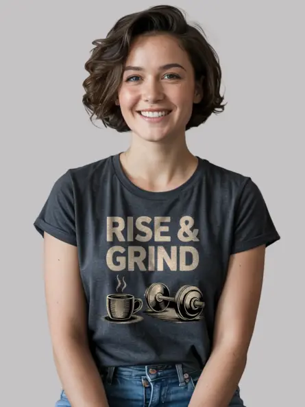 Bold Rise and Grind T Shirt – Motivational Coffee & Gym Tee - Image 6