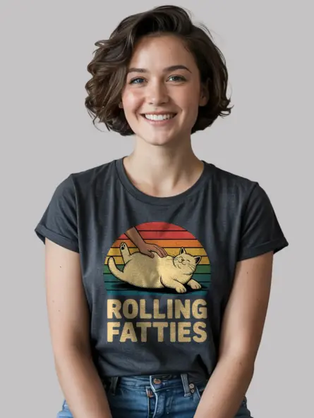 Rolling Fatties Vintage Cat Shirt – Funny Retro Tee for Pet Lovers - Image 6