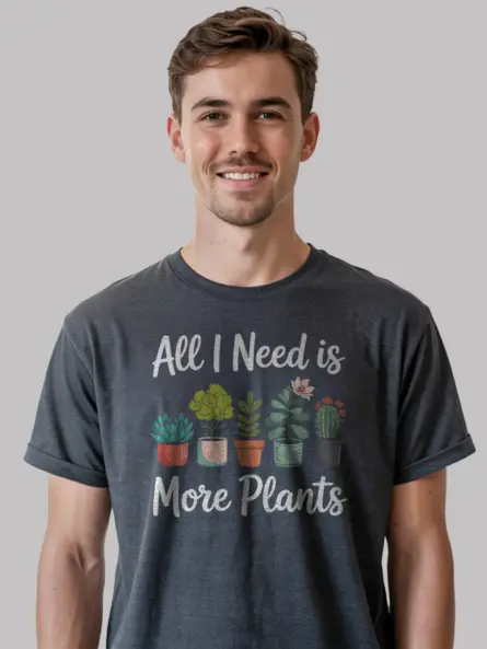 Minimalist Plant Lover T-Shirt – “All I Need Is More Plants” - Image 5