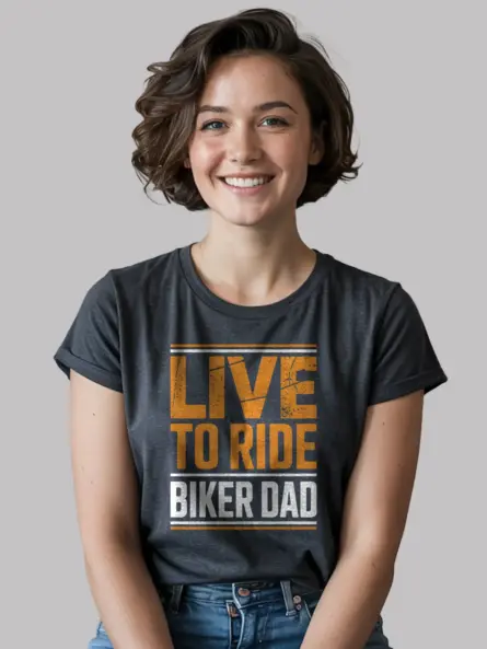 Bold Biker Dad Shirt – Live to Ride Vintage Distressed Tee for Men - Image 6