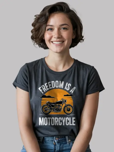 Vintage cafe racer shirt  – Bold Freedom Ride Graphic Tee - Image 6