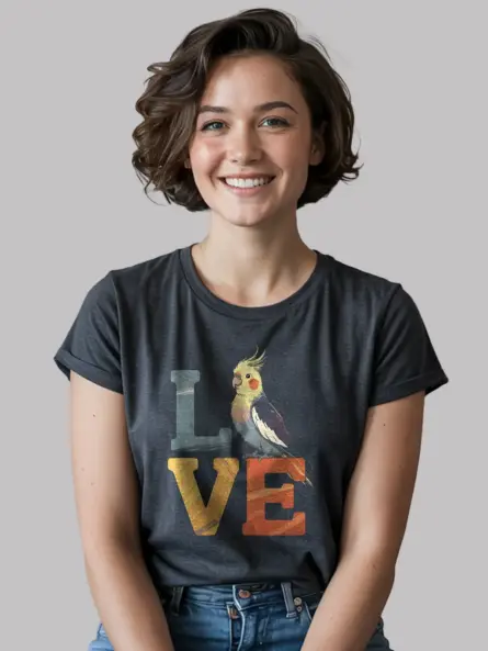 Cartoon Cockatiel Love T-Shirt for Bird Lovers - Image 6