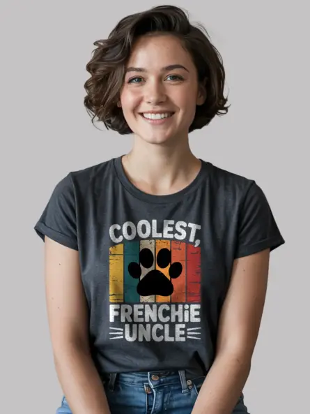 Coolest Frenchie Uncle T-Shirt – Retro Dog Gift for Him - Image 6