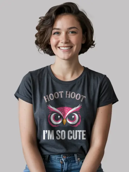 Adorable Cute Owl T-Shirt – Fun Pink Graphic Tee for Owl Lovers - Image 3