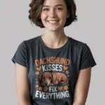 Dark Heather Front – Dachshund Kisses Fix Everything – Dachshund Kisses shirt