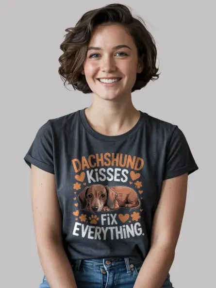 Dachshund Kisses Shirt – Sweet Floral Dog Mom Gift Tee - Image 3
