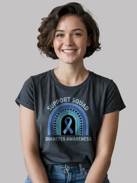 Diabetes Support T Shirt – Support Squad Rainbow Awareness Tee - Image 6