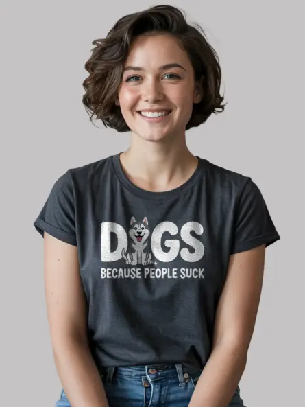 Edgy Dogs Because People Suck Shirt – Funny Husky Meme Tee - Image 6