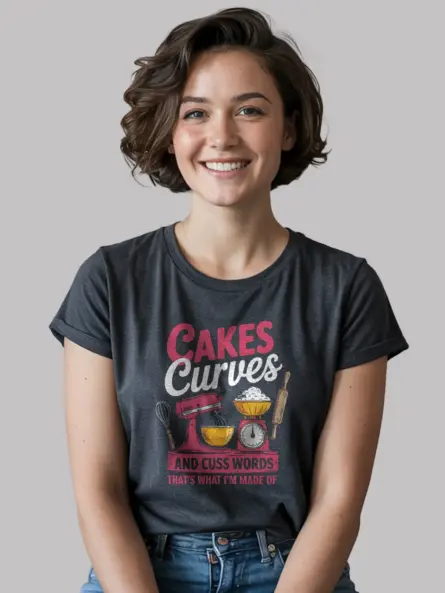 Funny Baking T-Shirt for Curvy Women – Cakes & Cuss Words - Image 6
