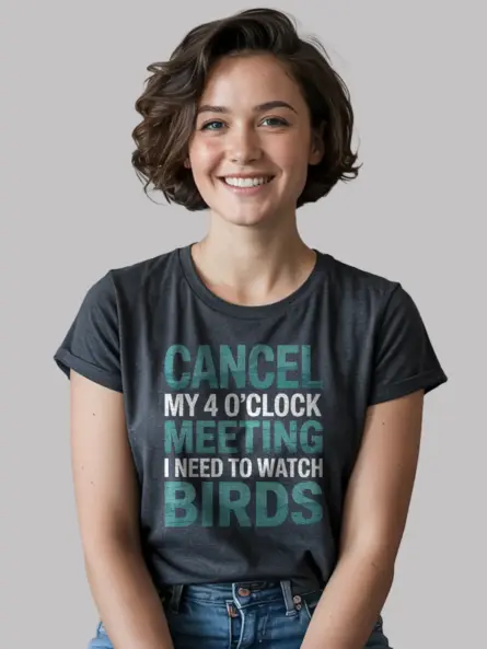 Funny Bird Watching Meeting T-Shirt for Remote Workers & Backyard Birders - Image 6