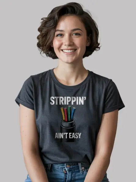funny electrician t shirt for wire stripping