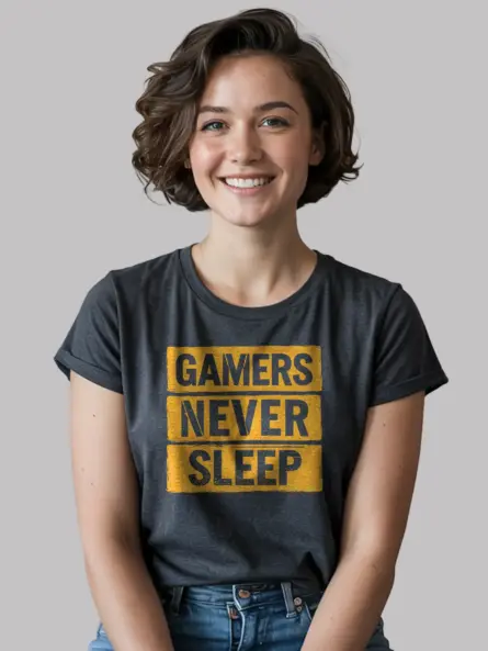 Funny Gamer T Shirt – Gamers Never Sleep Graphic for Night Owls - Image 3