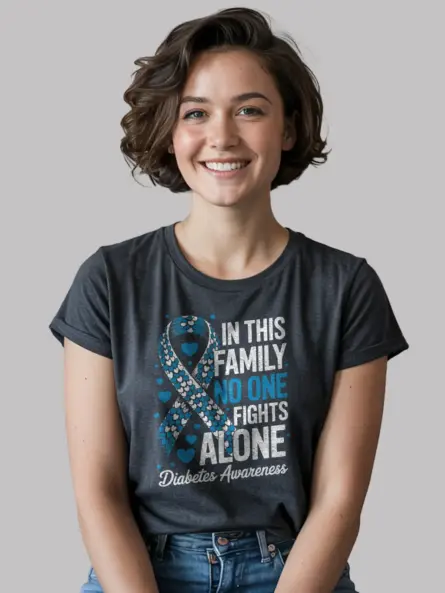 In This Family No One Fights Alone Diabetes Shirt – Bold Support Tee - Image 9