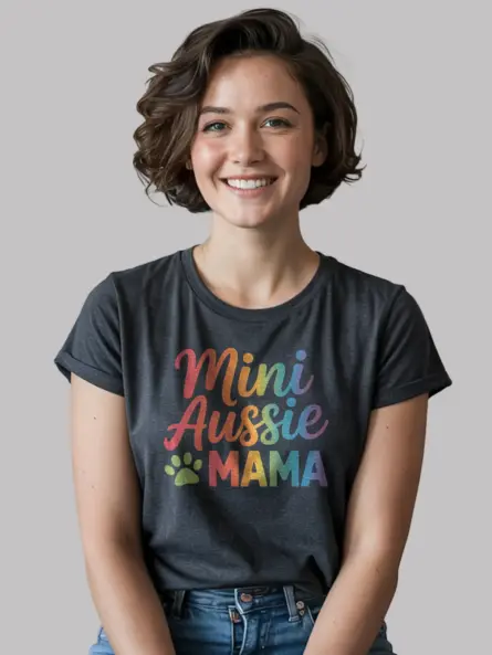 Mini Aussie Mom Shirt – Bold Rainbow Dog Mama Tee - Image 5