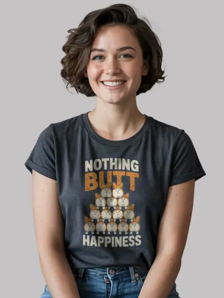 Nothing Butt Happiness Shirt – Vintage Funny Corgi Meme Tee - Image 5