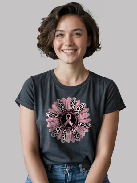 Pink Sunflower Breast Cancer Shirt – Stunning Floral Awareness Tee - Image 6