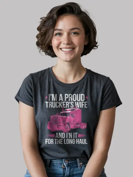 Bold Trucker Wife T-Shirt for Strong, Supportive Spouses - Image 3
