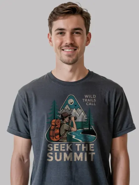 Vintage Mountain Adventure T-Shirt – Seek the Summit Hiking Tee - Image 6