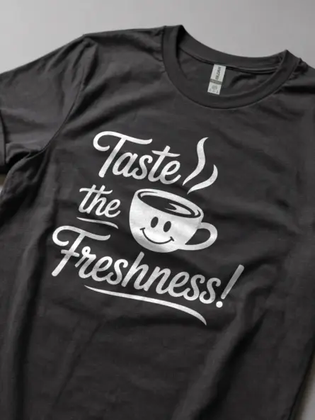 Dark Heather lifestyle – Taste the Freshness – coffee lover t-shirt