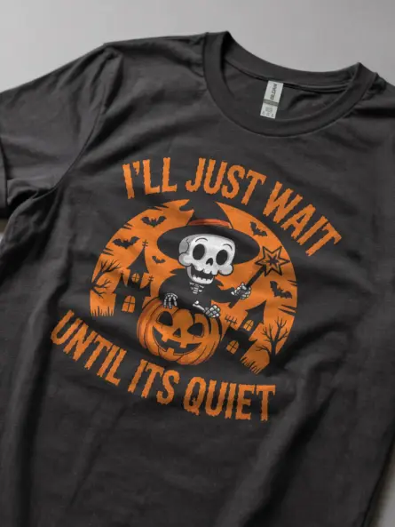 Dark Heather lifestyle shot – playful spooky shirt for introverts – introvert halloween t-shirt