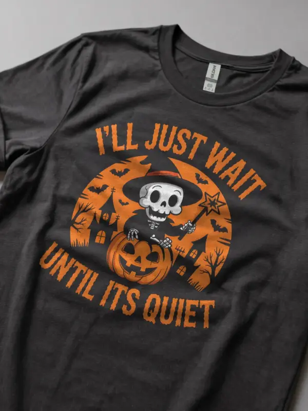 Dark Heather lifestyle shot – playful spooky shirt for introverts – introvert halloween t-shirt