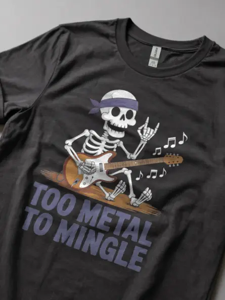 Lifestyle photo Dark Heather rock and roll skeleton shirt