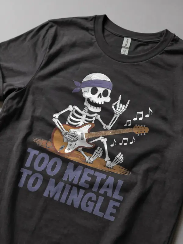 Lifestyle photo Dark Heather rock and roll skeleton shirt