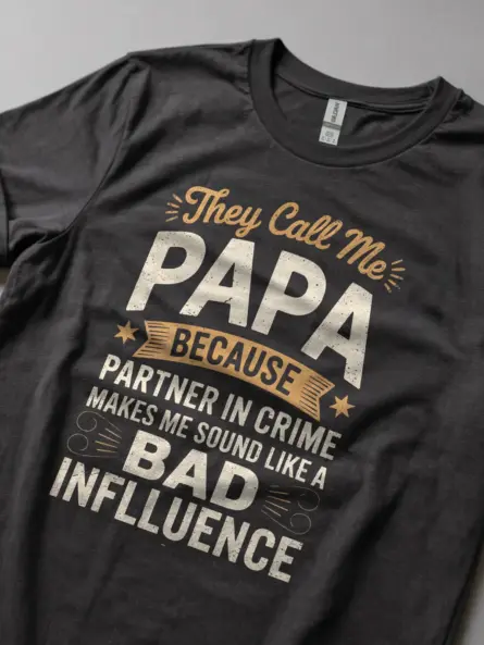 Dark Heather lifestyle shot – They Call Me Papa – funny papa t-shirt for dads