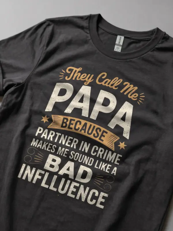 Dark Heather lifestyle shot – They Call Me Papa – funny papa t-shirt for dads