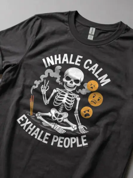 dark heather lifestyle – vintage screen-printed skeleton – skeleton meditation t-shirt