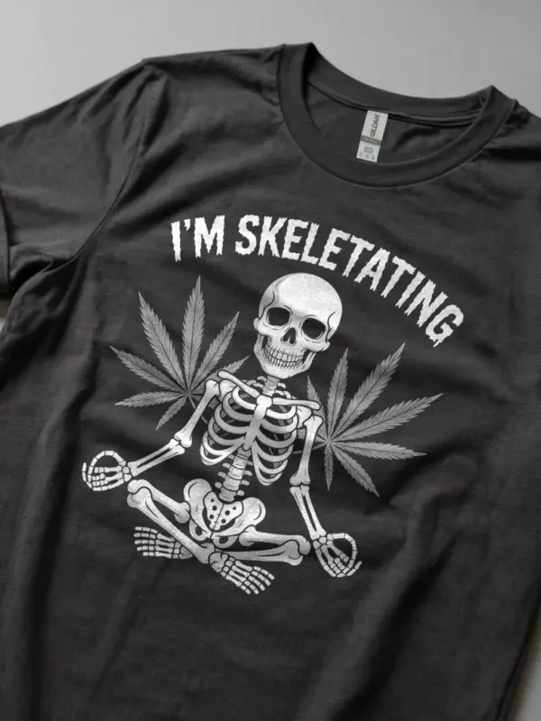 Dark Heather lifestyle shot – funny stoner yoga t-shirt for adults