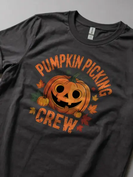 Dark Heather lifestyle – Cute Autumn Leaves Tee – pumpkin picking crew t-shirt