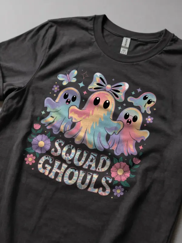 Dark Heather lifestyle – group halloween outfit squad ghouls halloween shirt