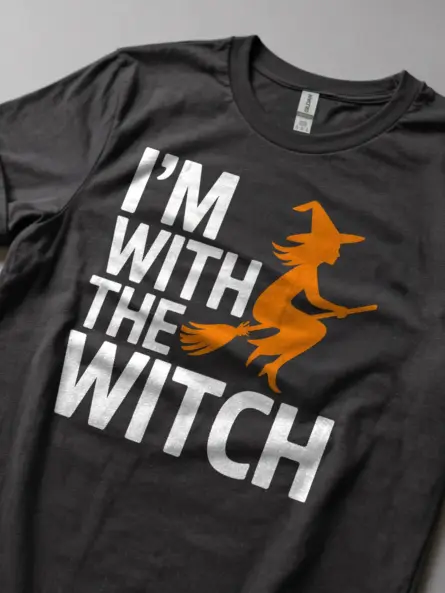 I'm With The Witch Halloween Couple T-Shirt - Image 11