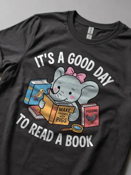 Book Day T-Shirt for Kids – Cute Elephant Reading Shirt Gift - Image 5