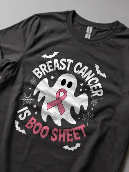 Bold Breast Cancer Boo Sheet Shirt – Funny Pink Ribbon Halloween Tee - Image 6