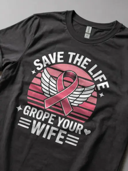 Bold Breast Cancer Husband Shirt – Funny Pink Ribbon Awareness Tee - Image 6