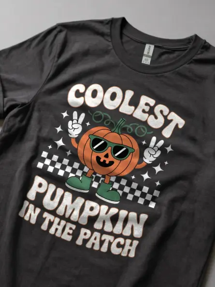 Coolest Pumpkin in the Patch Shirt – Retro Halloween Cartoon Tee - Image 5