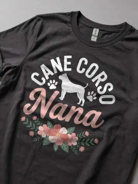Adorable Dog Nana Shirt – Floral Cane Corso Grandma Tee - Image 5