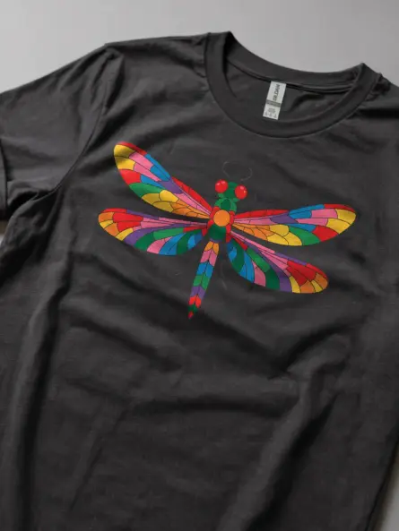 Striking Dragonfly T-Shirt with Rainbow Wings – Nature Lover Gift - Image 8