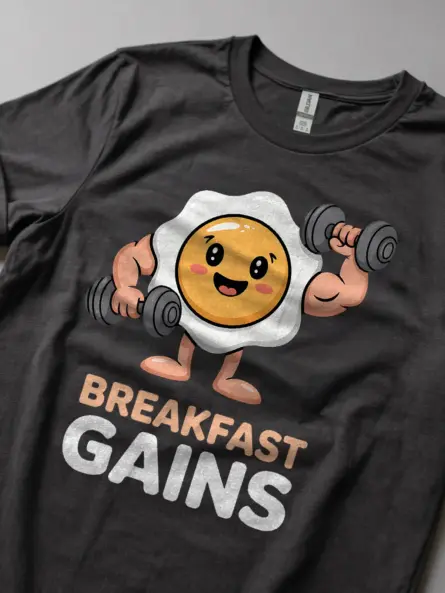 Funny Breakfast Gym Shirt – Protein-Powered Tee for Fitness Fans - Image 5