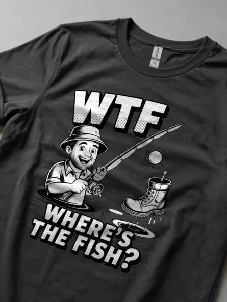WTF Funny Fishing Shirt – Retro Comic Tee for Anglers Who Love Humor - Image 6