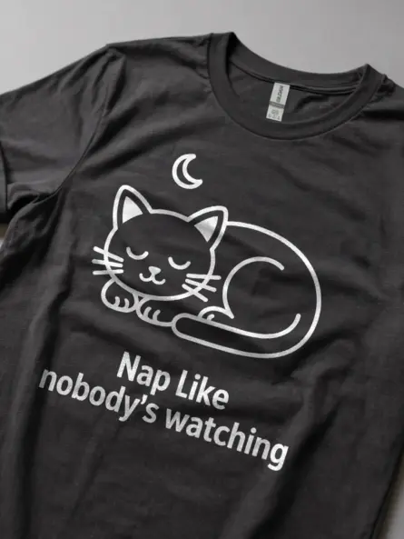 Cozy Heart Cat Shirt – Nap Like Nobody's Watching Tee - Image 8