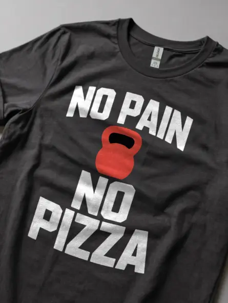 No Pain No Pizza Kettlebell T-Shirt – Bold Gym Motivation Tee - Image 5