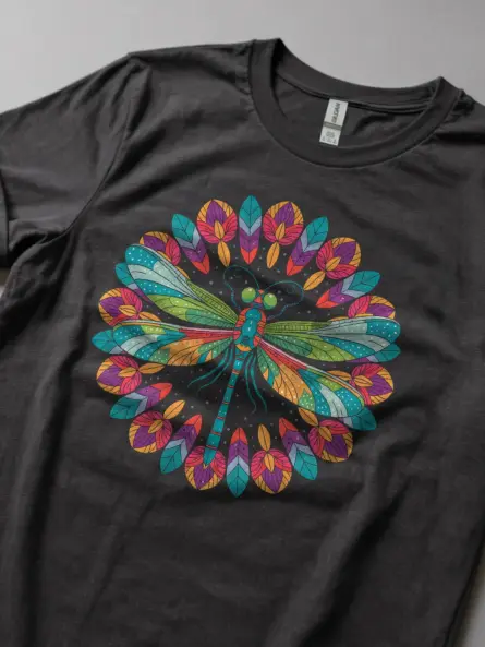 Mandala Dragonfly T-Shirt – Artistic Boho Tee for Nature Lovers - Image 5
